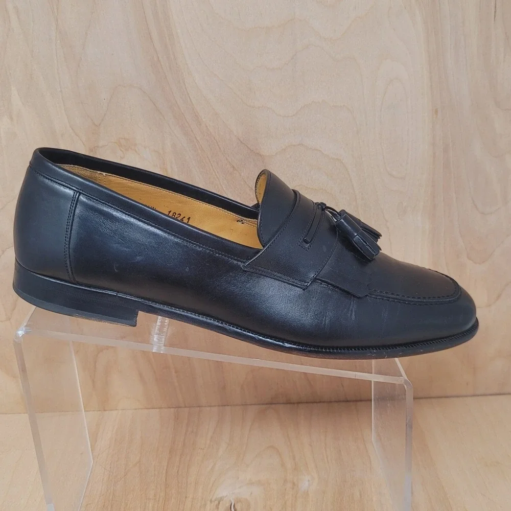 Mezlan Mens Loafers Size 11.5 M Black Leather Tassel Kiltie Dress Shoes Romano